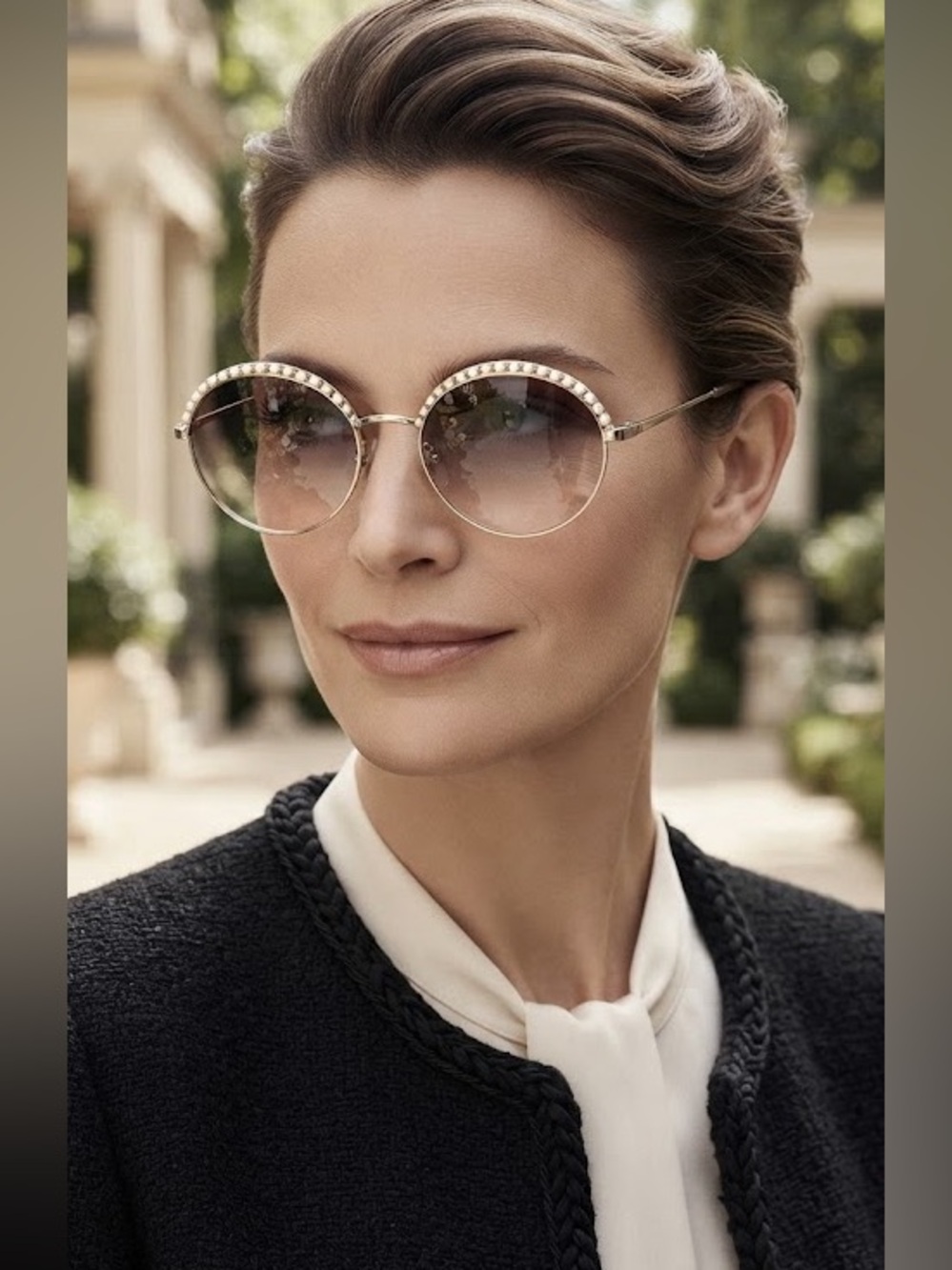 Authentic Brand new Round chanel sunglasses w/ metal & imitation pearls frame.